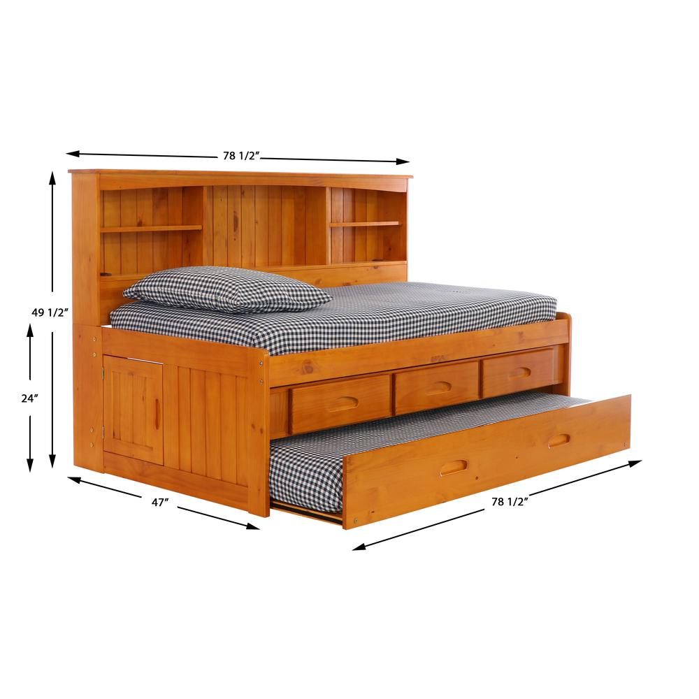 Solid Pine Full Sized Captains Bookcase Bed with 12 spacious underbed drawers
