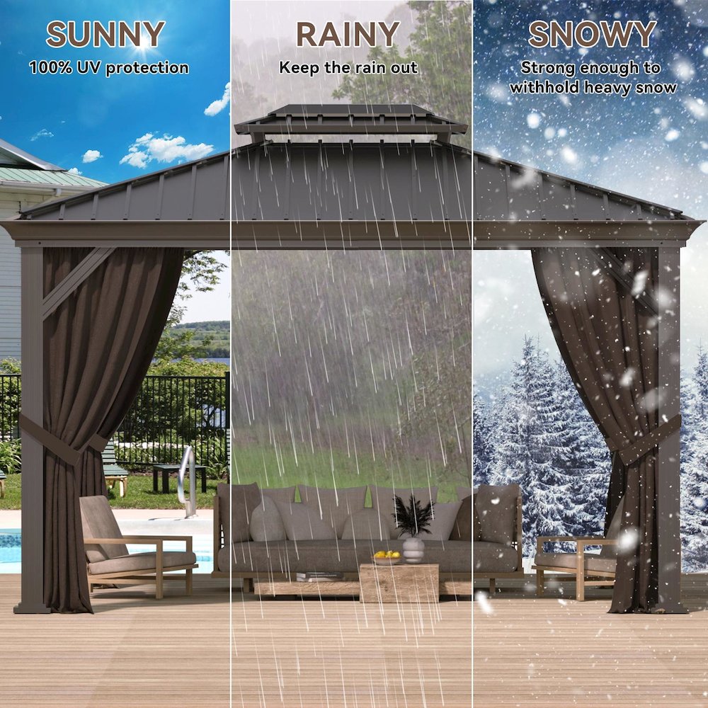 Hard Top Metal Gazebo Measuring 10 Feet by 12 Feet