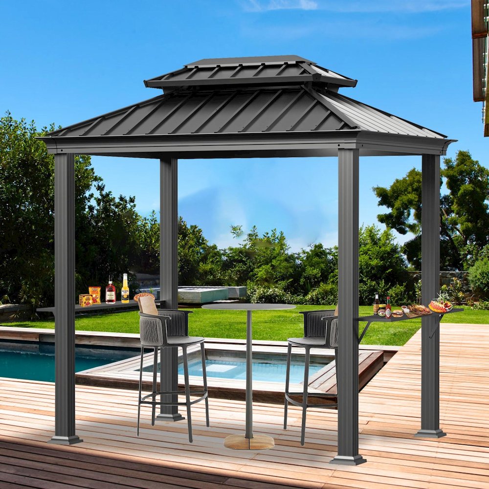 Hard Top Metal Gazebo Measuring 6 Feet by 8 Feet