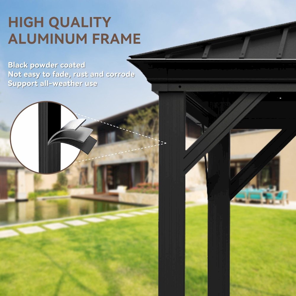 Hard Top Metal Gazebo Measuring 6 Feet by 8 Feet