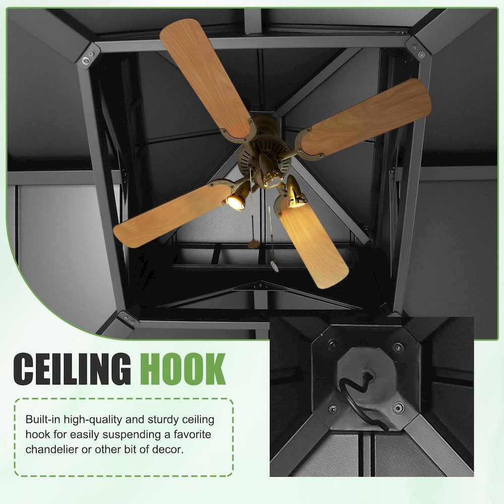 Cedar Gazebo with Metal Roof Measuring 12 Feet by 12 Feet