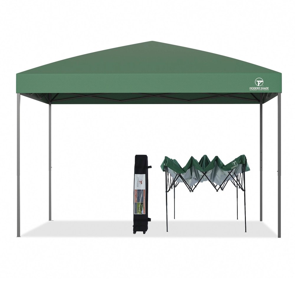 Green Pop Up Canopy Measuring 10 Feet by 10 Feet