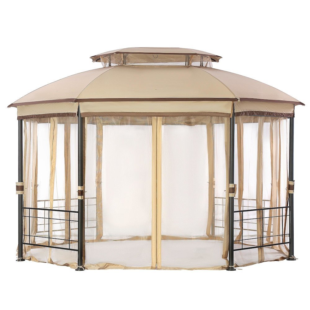 Fabric Roof Metal Gazebo Measuring 10 Feet by 12 Feet