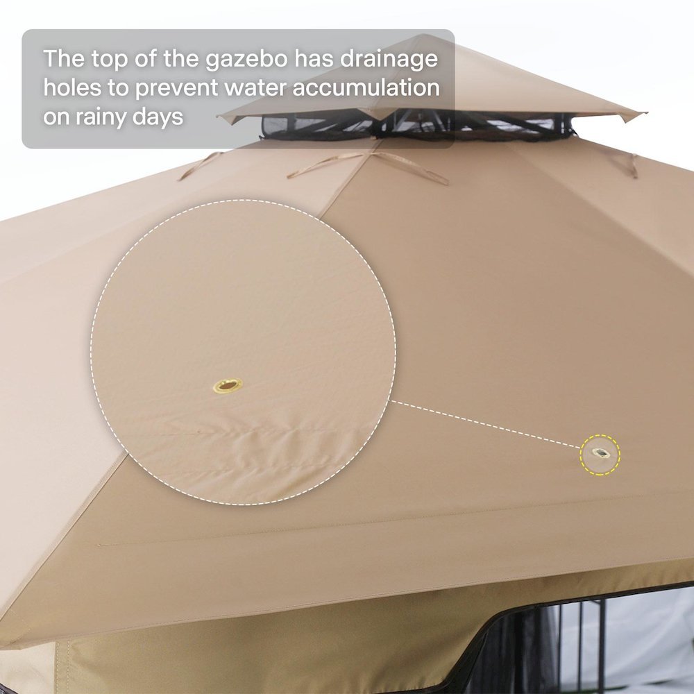 Fabric Roof Metal Gazebo Measuring 10 Feet by 10 Feet