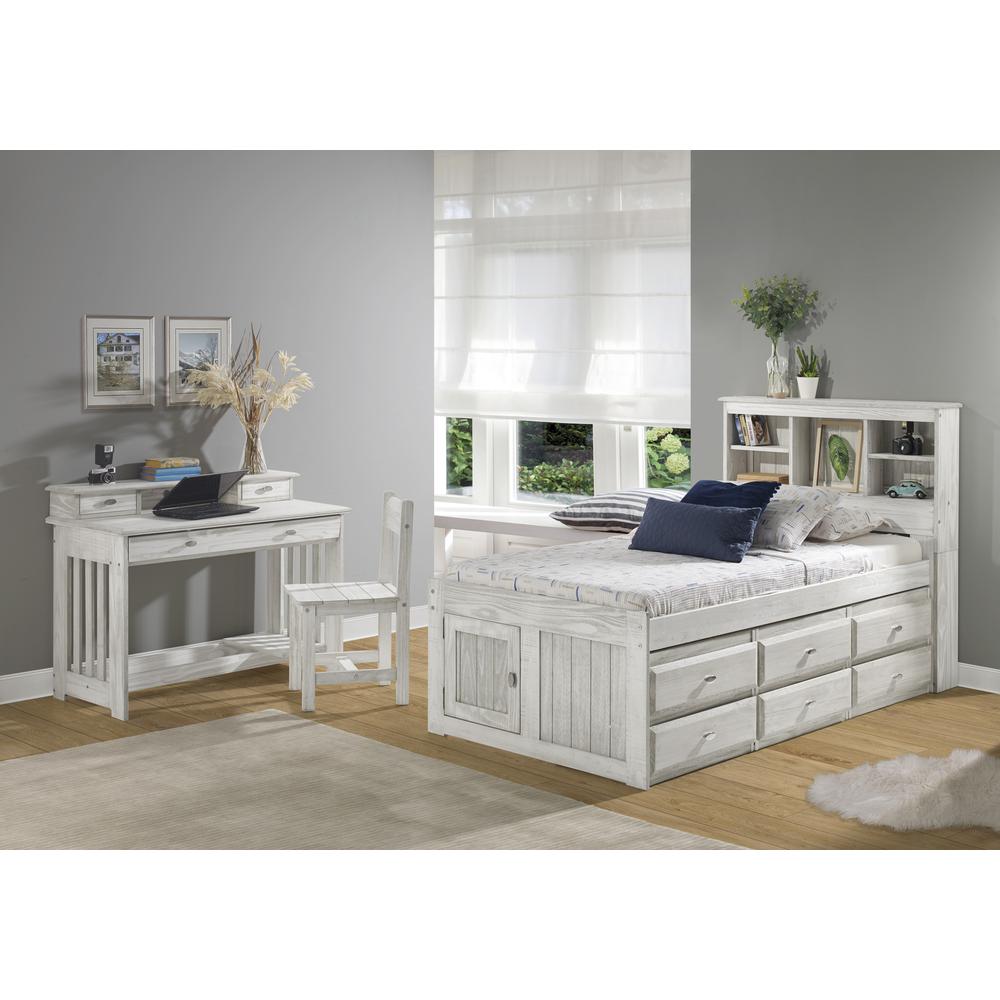 OS Home and Office Furniture Model 85220K12-22 Solid Pine Twin Captains Bookcase Bed with 12 drawers in Light Ash