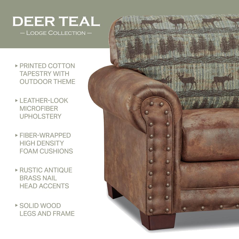 American Furniture Classics Model 8505-90 Deer Teal Lodge Tapestry Sofa Sleeper