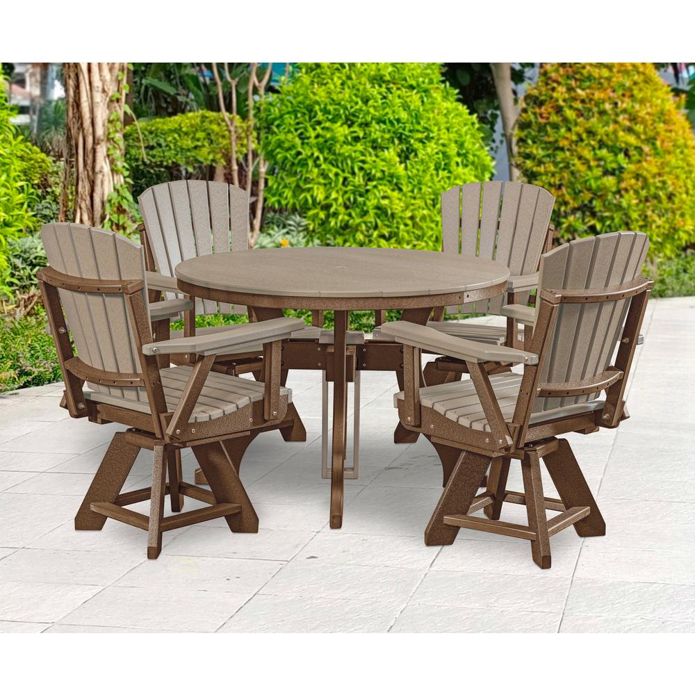Five Piece Round Dining Height Dining Set in Weatherwood