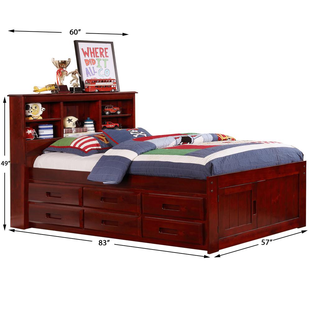 Full Captains Bookcase Bed with Two Six Drawer Pedestals