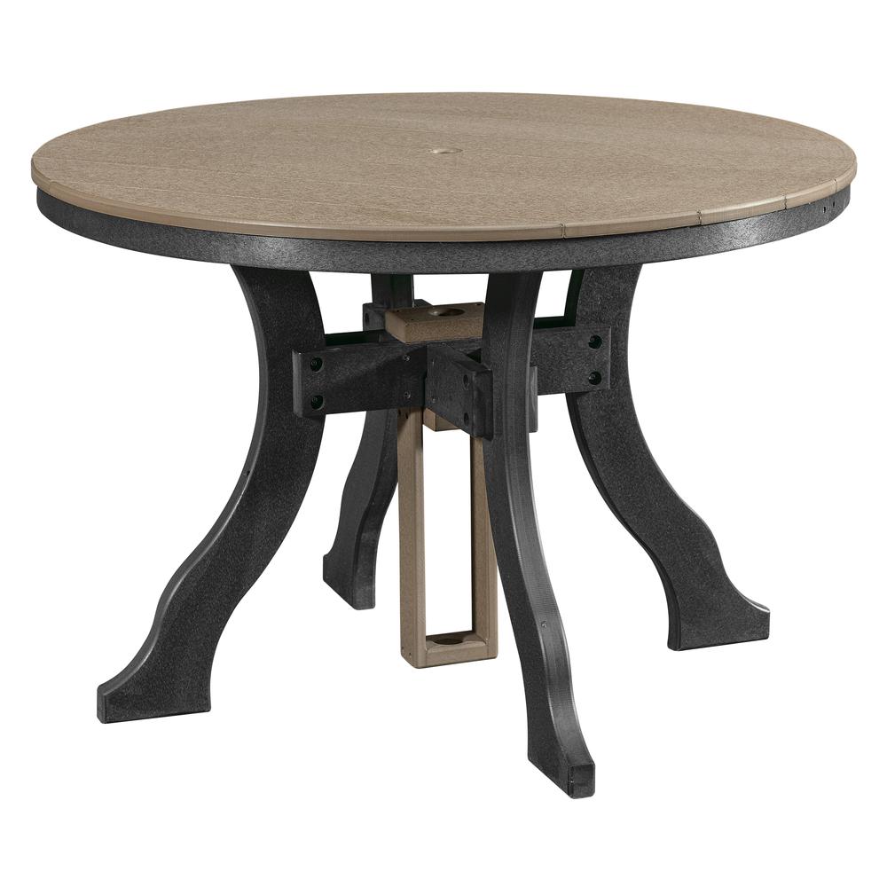 Five Piece Round Dining Height Dining Set in Weatherwood with a Black Base