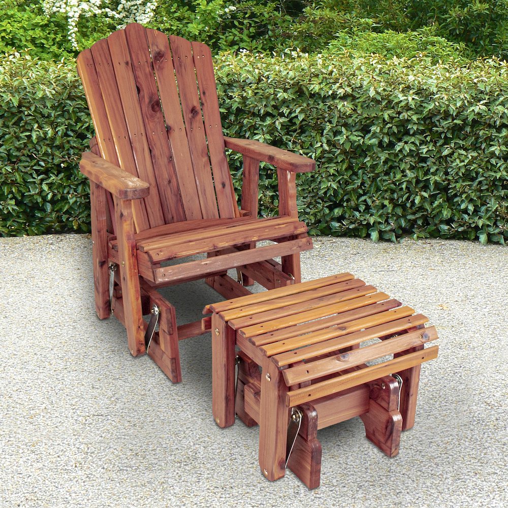 Cedar Adirondack Glider W Gliding Ottoman