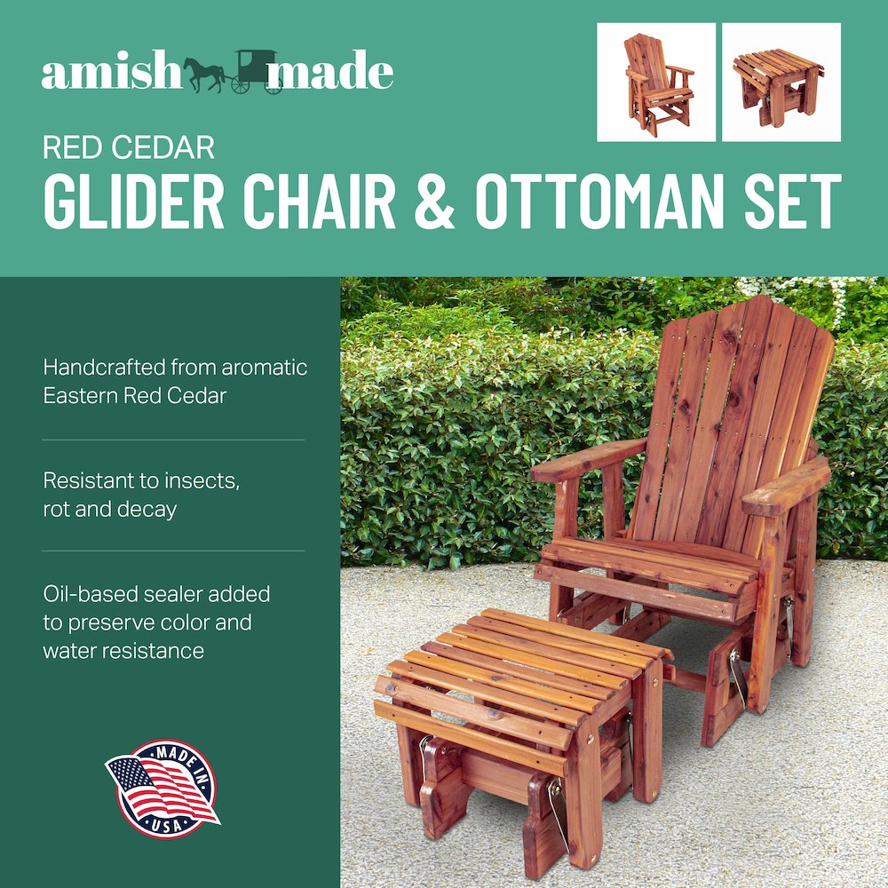 Cedar Adirondack Glider W Gliding Ottoman