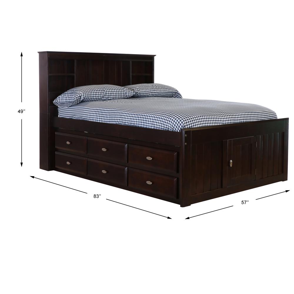 OS Home and Office Furniture Model 82921K12-22 Full Size Bookcase Bed with Twelve Drawers in Espresso