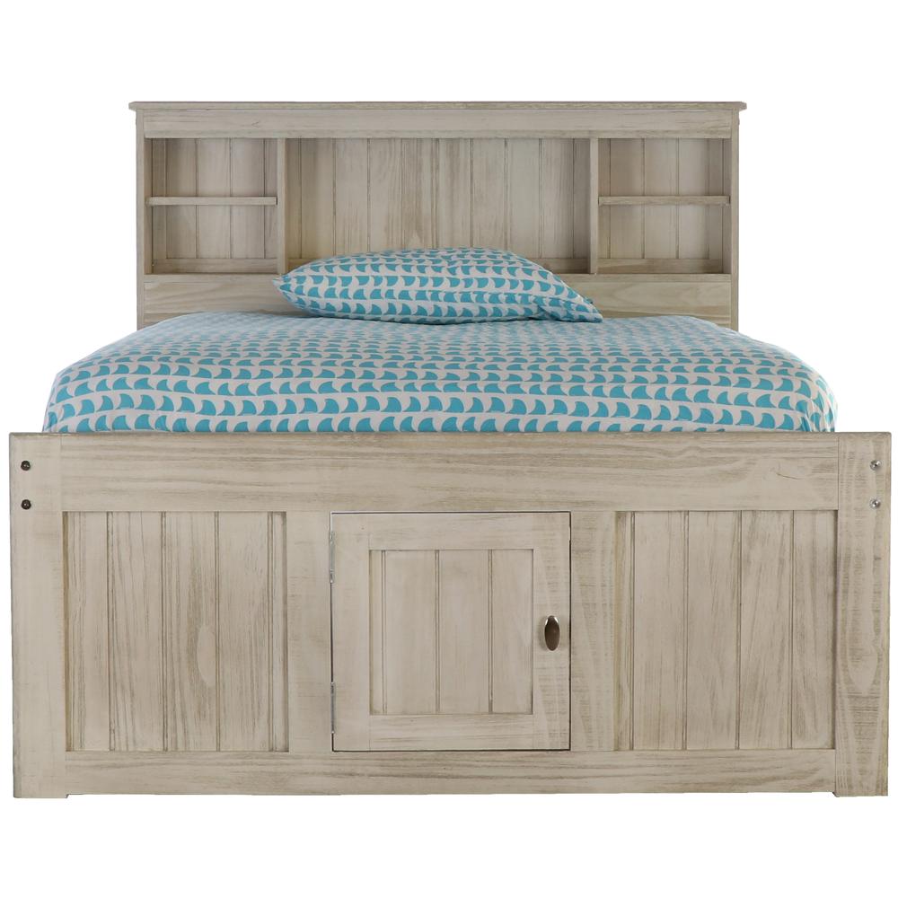 OS Home and Office Furniture Model 85221K12-22 Solid Pine Full Captains Bookcase Bed with 12 drawers in Light Ash