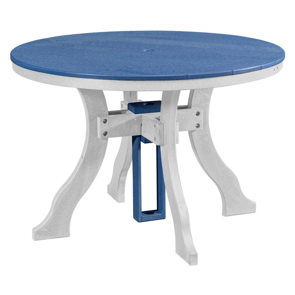 Five Piece Round Dining Height Dining Set in Blue with a White Base