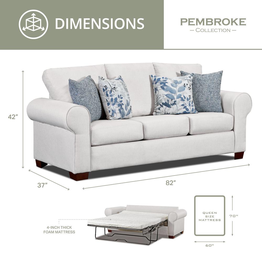 Living Room Pembroke Sofa Sleeper with Four Throw Pillows