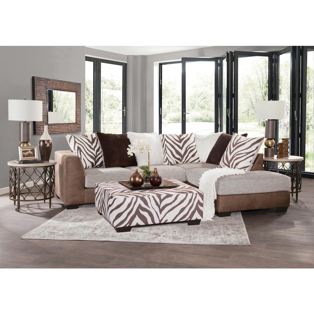 Square Arm Series Brown and White Zebra Upholstered Ottoman