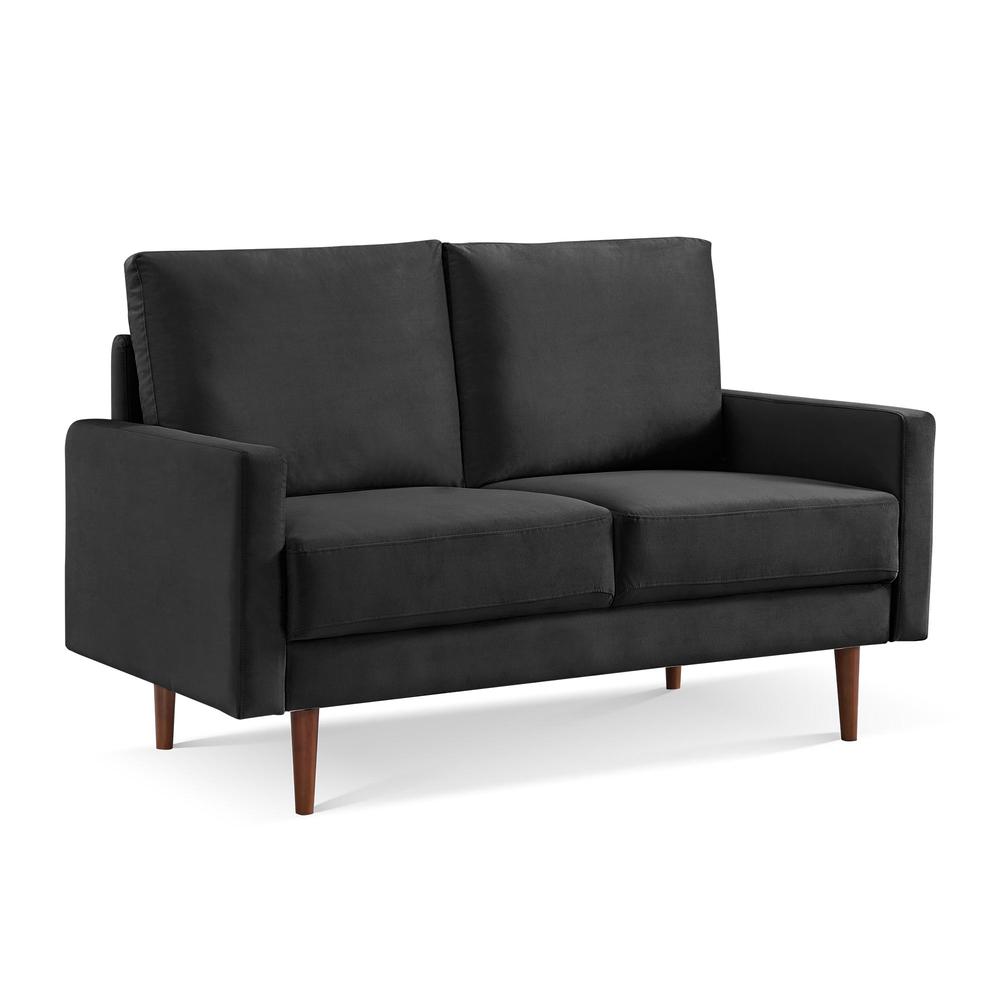 57 Inch Wide Upholstered Two Cushion Loveseat with Square Arms
