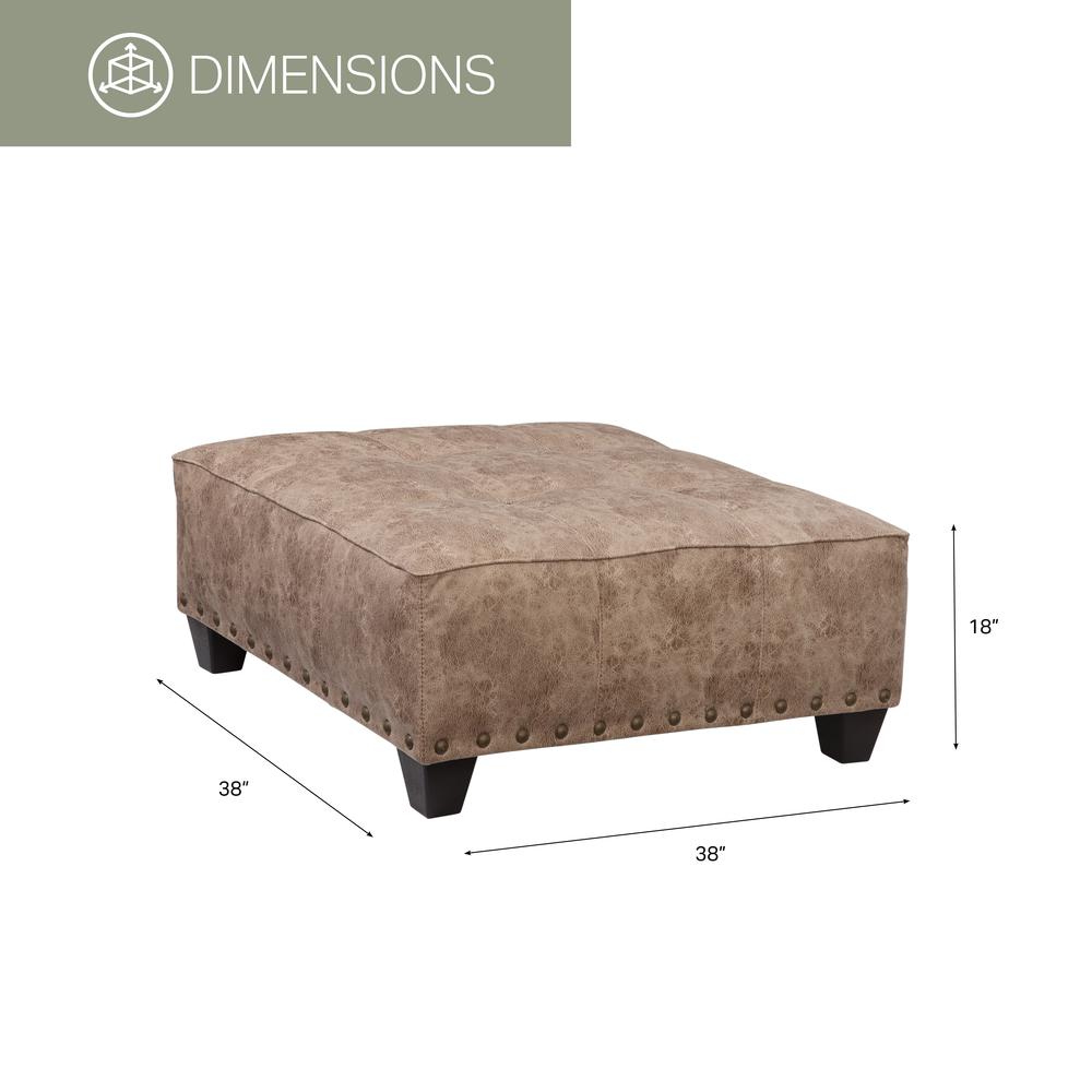 Transitional Brown Square Upholstered Ottoman