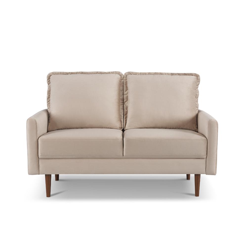 57 Inch Wide Upholstered Two Cushion Loveseat with Cambered Arms