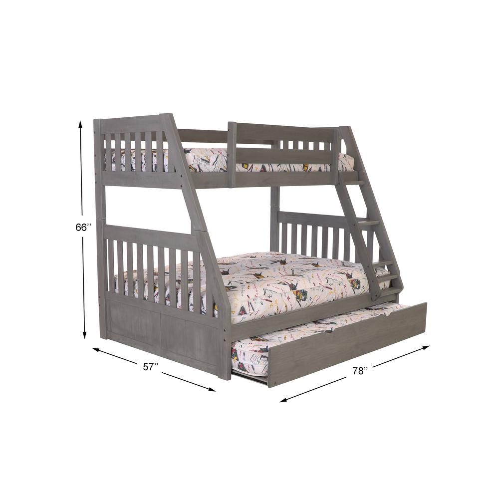 Solid Pine Twin/Full Bunk Bed with Twin Trundle