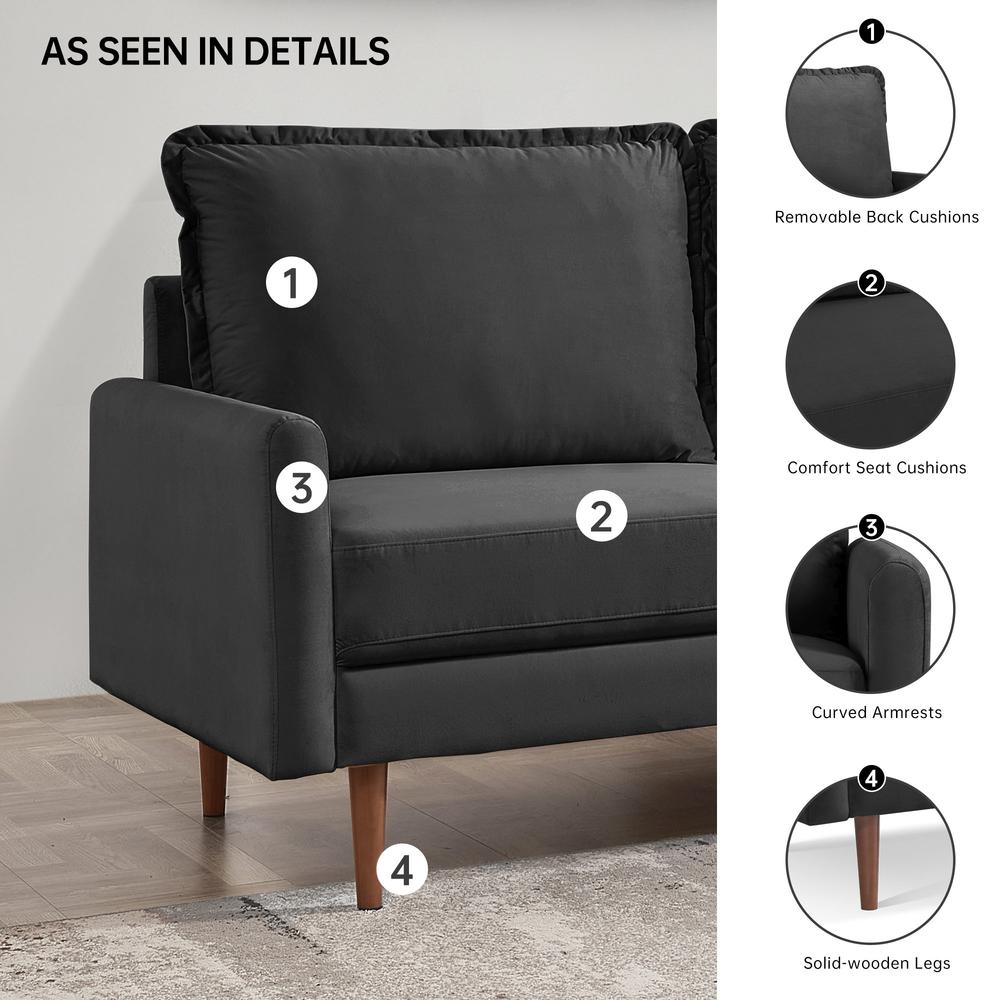 69 Inch Wide Upholstered Two Cushion Sofa with Cambered Arms