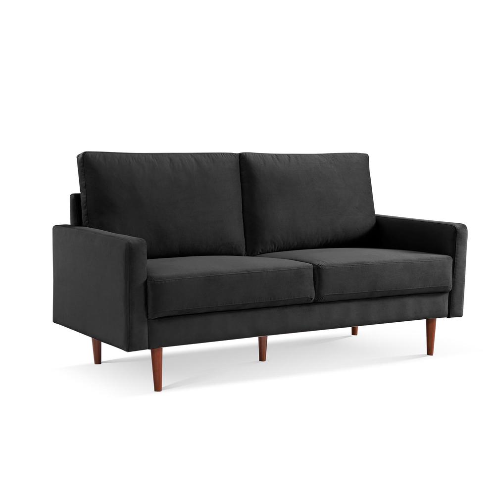69 Inch Wide Upholstered Two Cushion Sofa with Square Arms