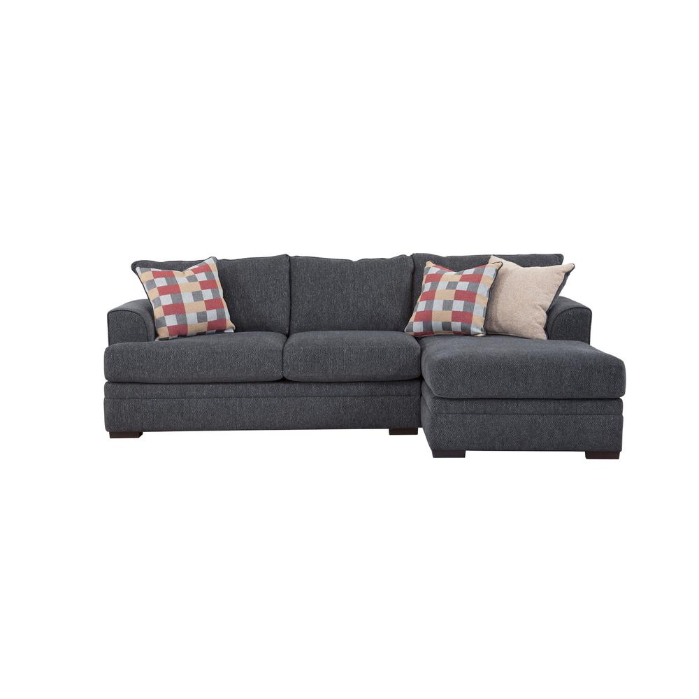 Performance Charcoal Two Piece Sectional Sofa with Three Throw Pillows