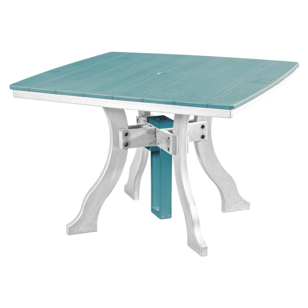 Dining Height Square Table in Aruba Blue with a White Base