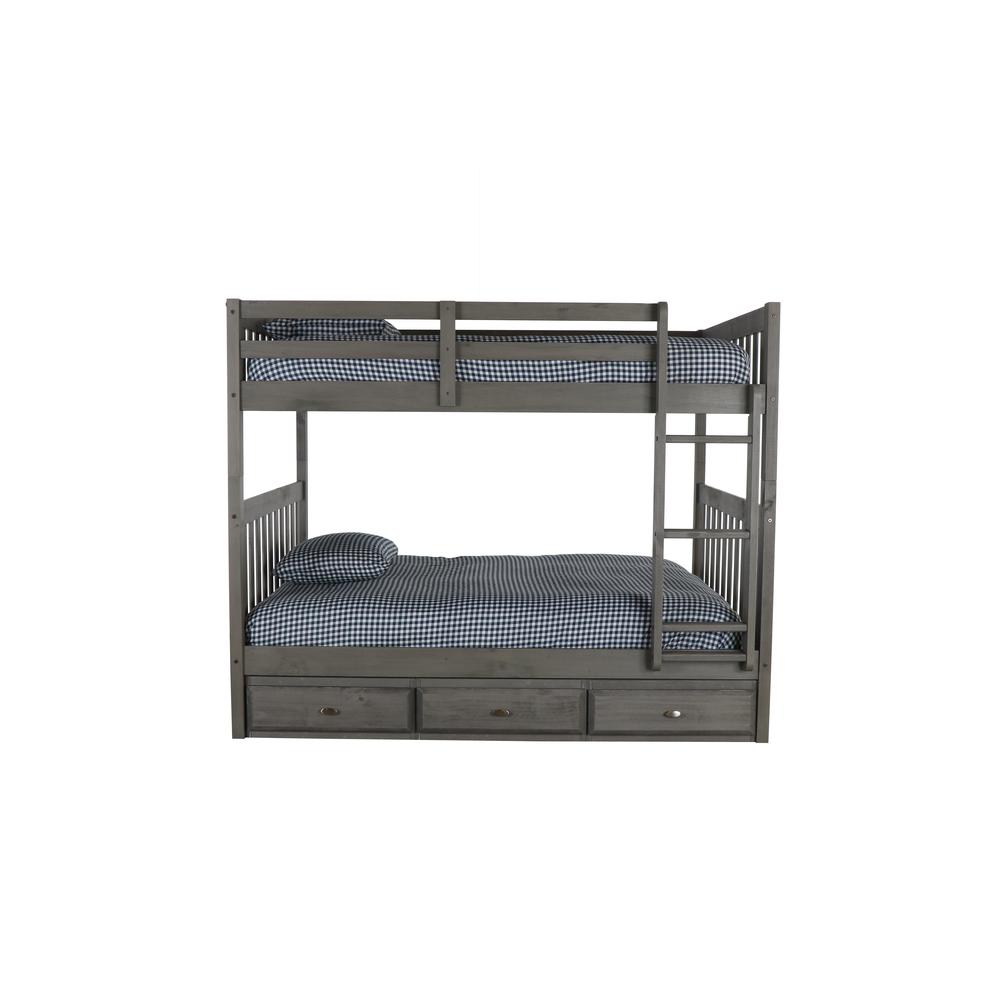 Full over Full Bunk Bed with Three Underbed Drawers