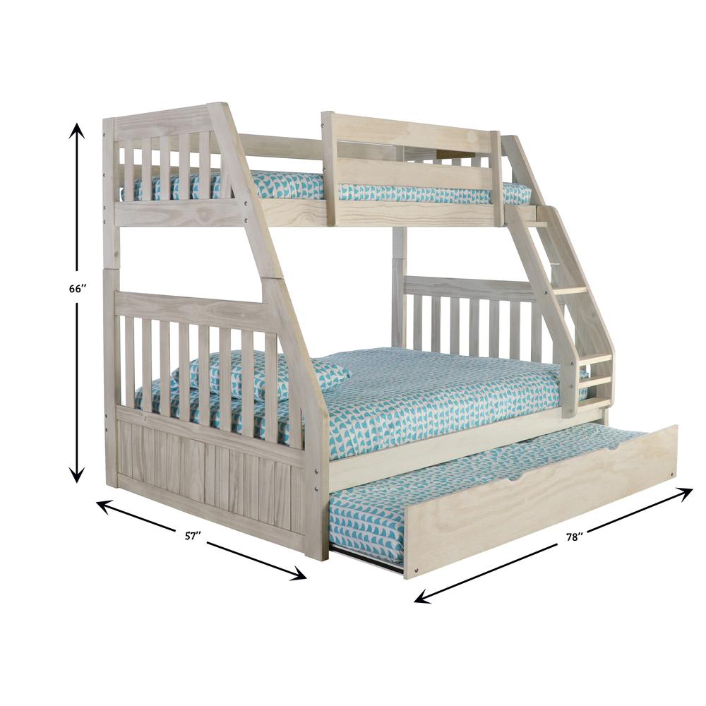 Solid Pine Twin/Full Bunk Bed with Twin Trundle