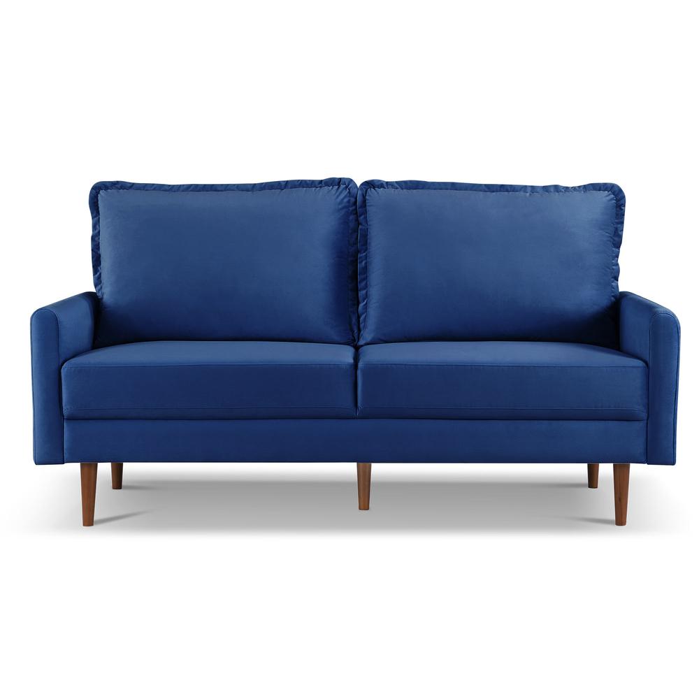 69 Inch Wide Upholstered Two Cushion Sofa with Cambered Arms