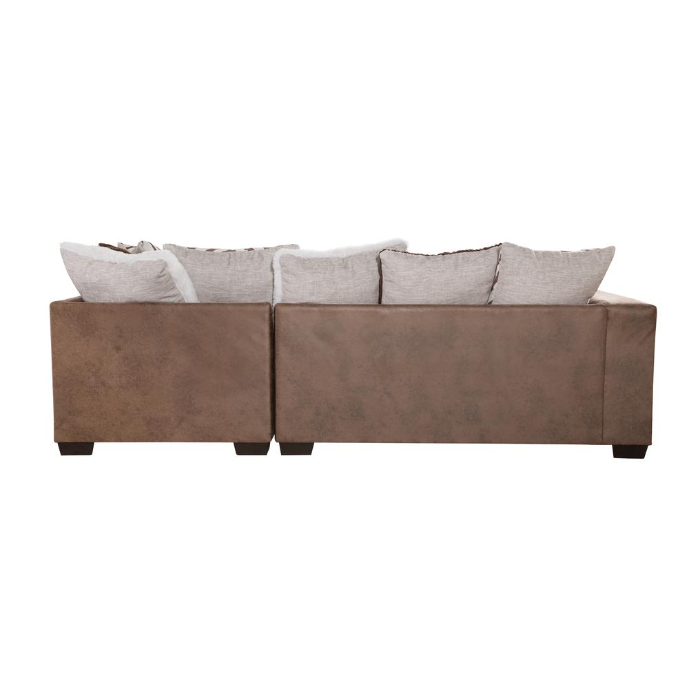 Square Arm Brown and White Two Piece Sectional Sofa