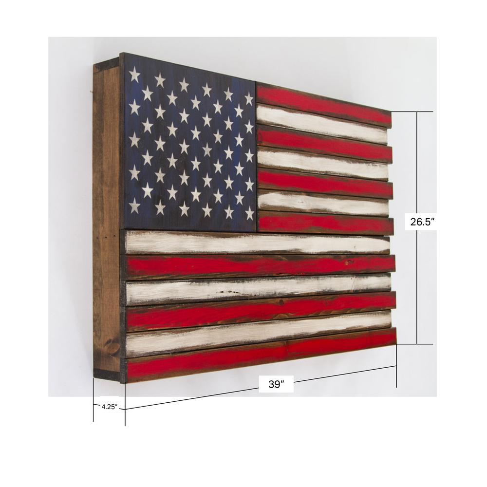 American Furniture Classics Model LRG2COMP Large American Flag Wall Hanging Gun Concealment with Two Secret Compartments