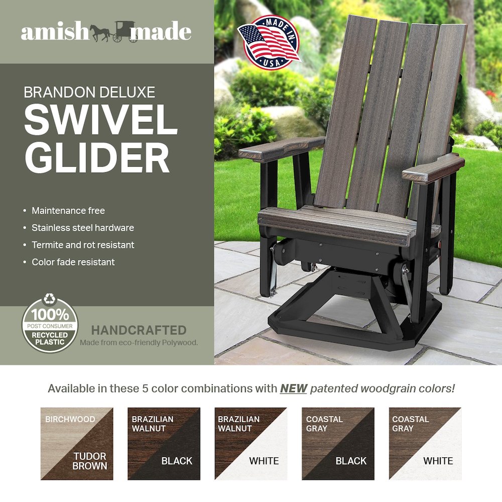 Brandon Swivel Glider in Coastal Gray on a Black Base