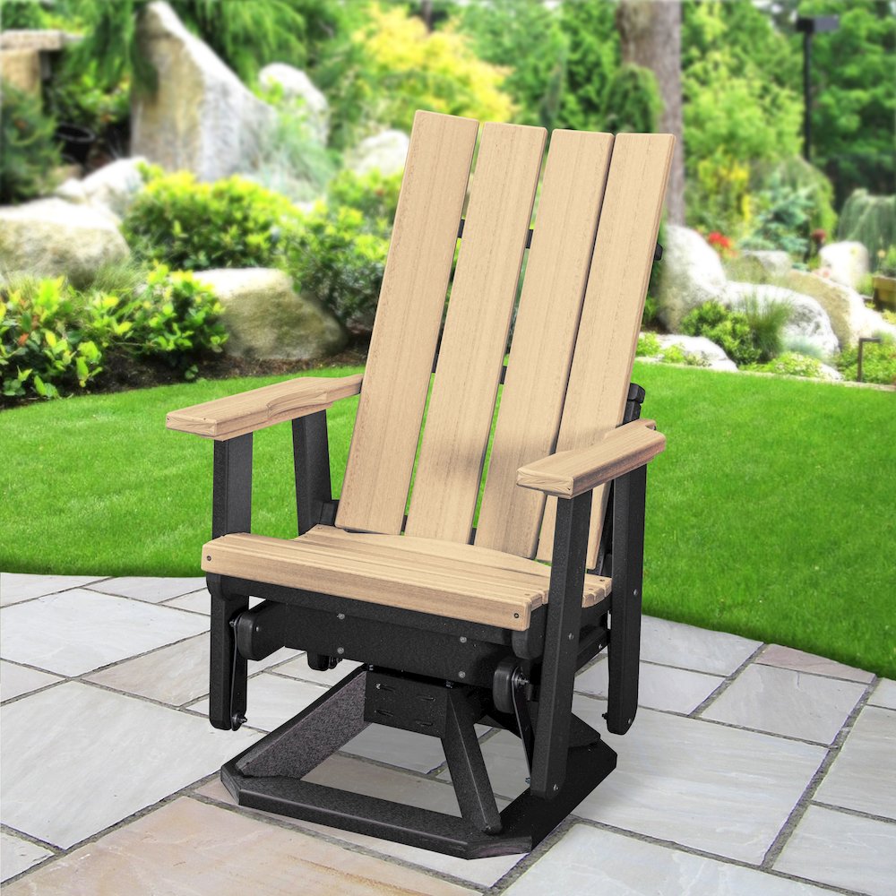 Brandon Swivel Glider in Weatherwood on a Black Base