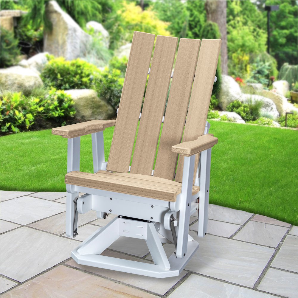 Brandon Swivel Glider in Weatherwood on a White Base