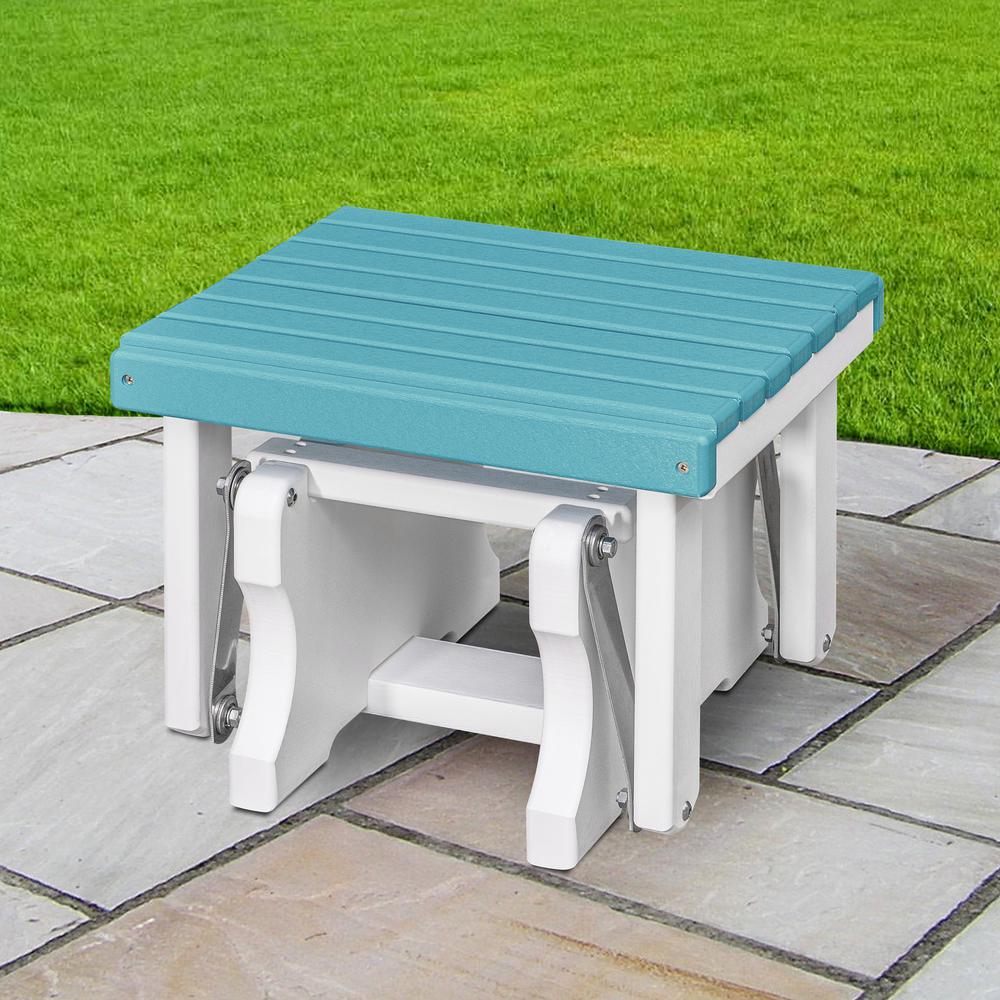 Gliding Ottoman in Aruba Blue and White