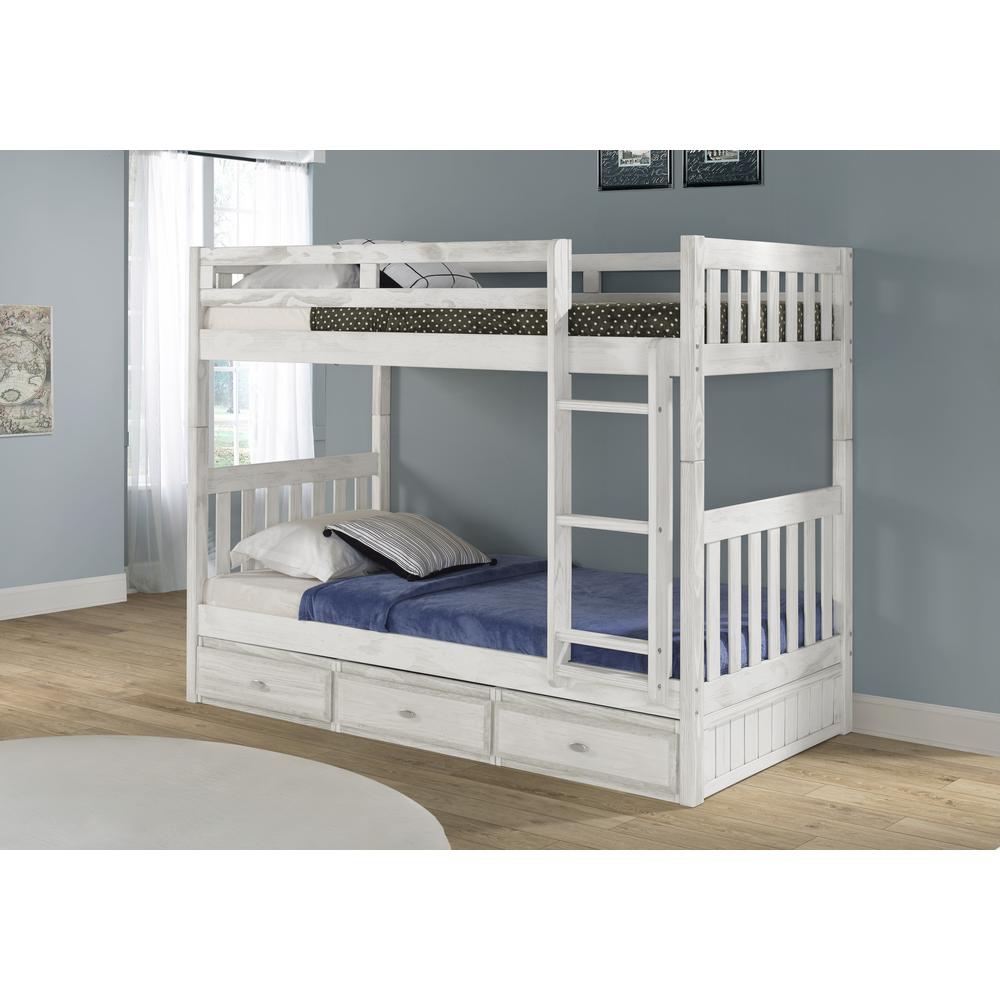 Solid Pine Twin/Twin Bunk Bed with Three Drawers