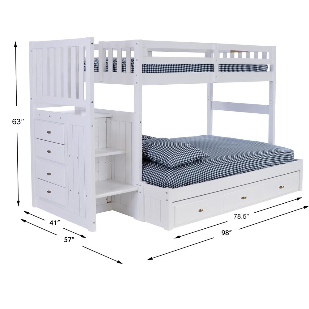Mission Staircase Twin over Full Bunk Bed with Seven Drawers