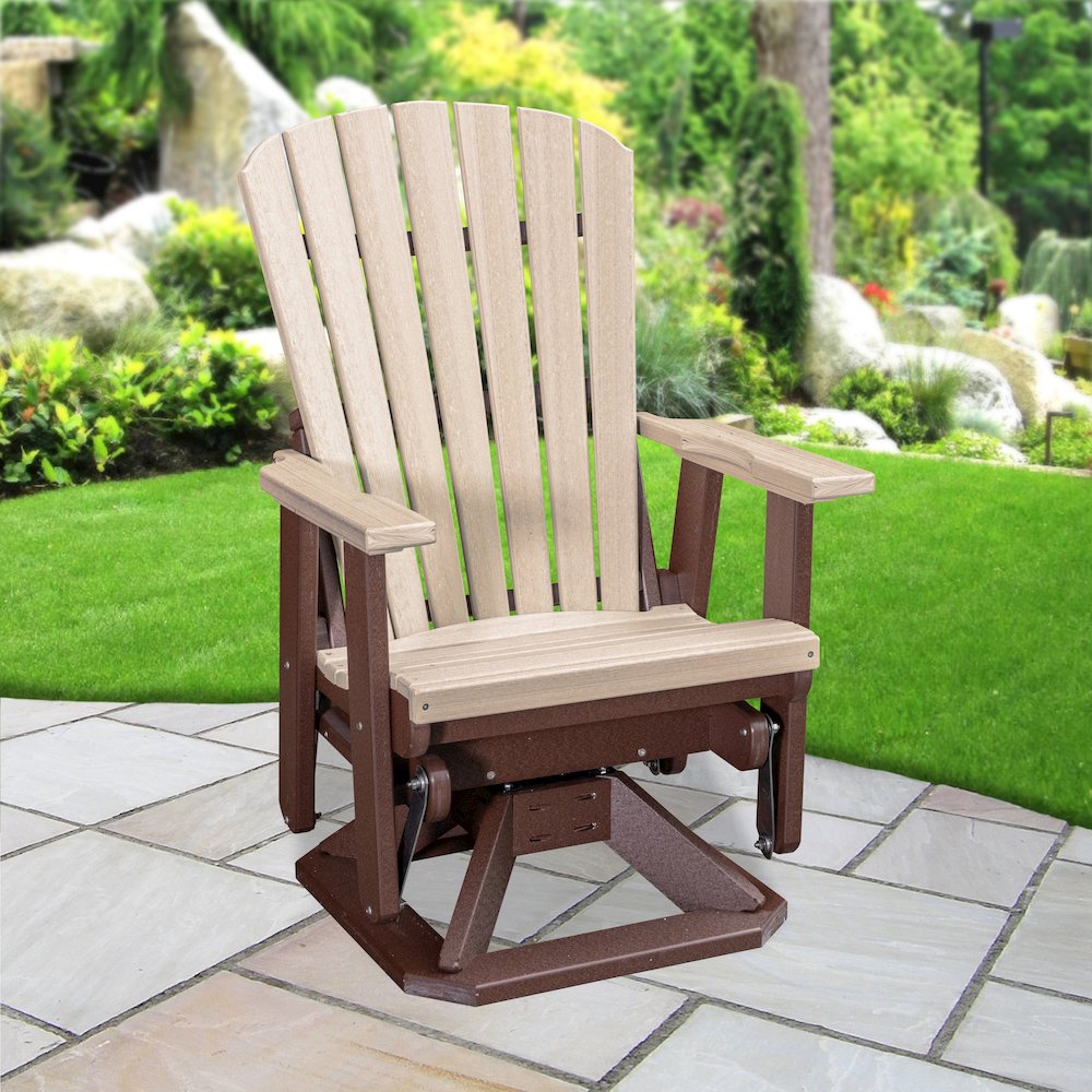 Fan Back Swivel Glider in Birchwood on a Tudor Brown Base