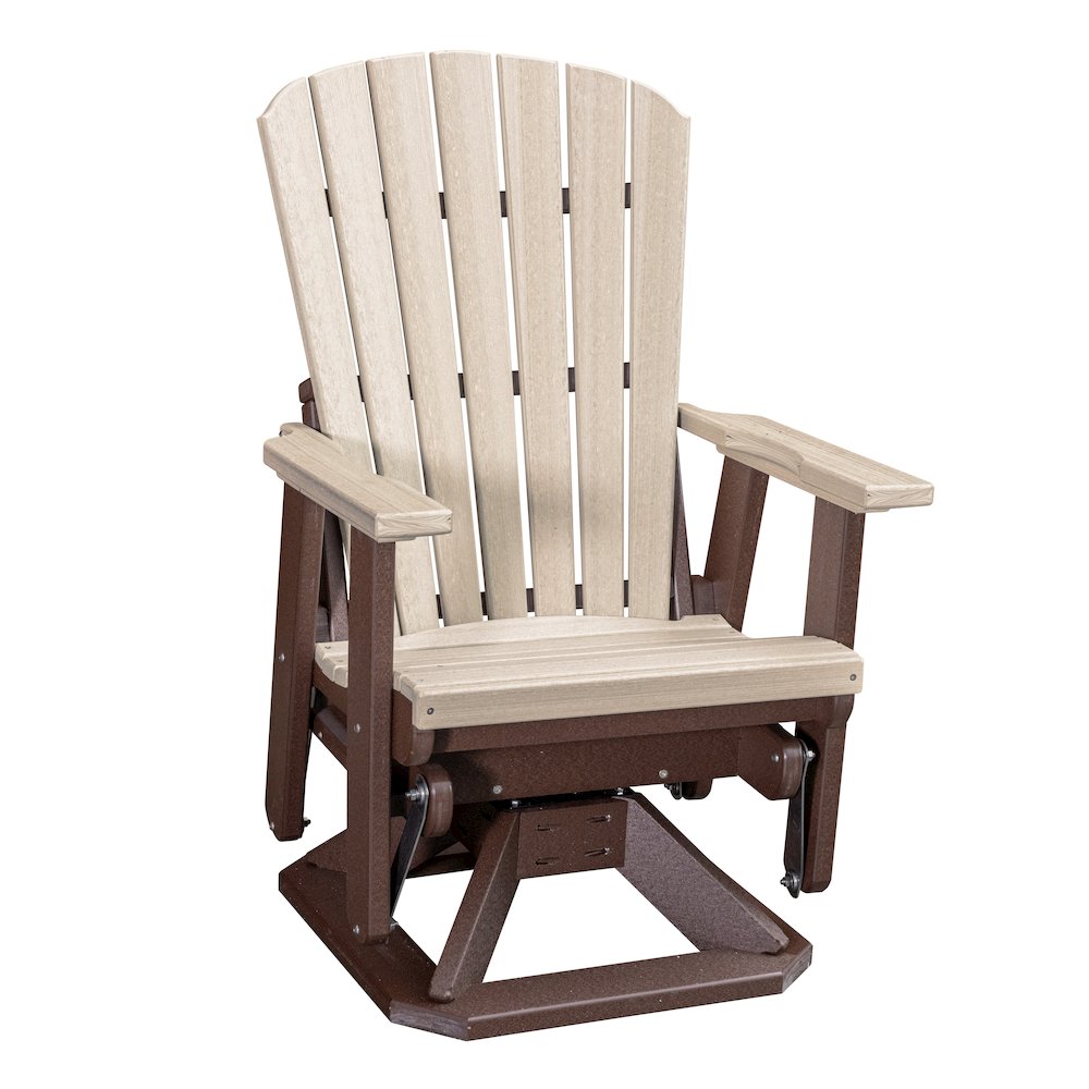 Fan Back Swivel Glider in Birchwood on a Tudor Brown Base