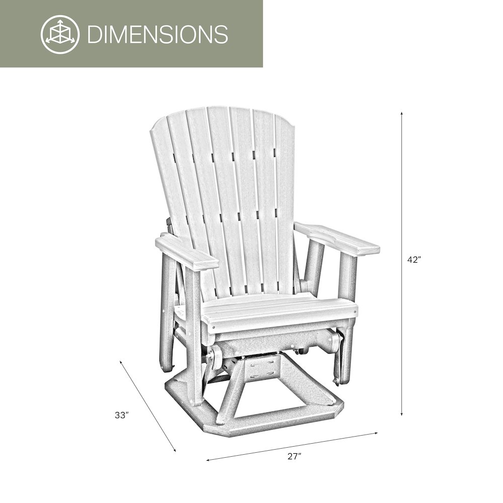 Fan Back Swivel Glider in Brazilian Walnut on a White Base