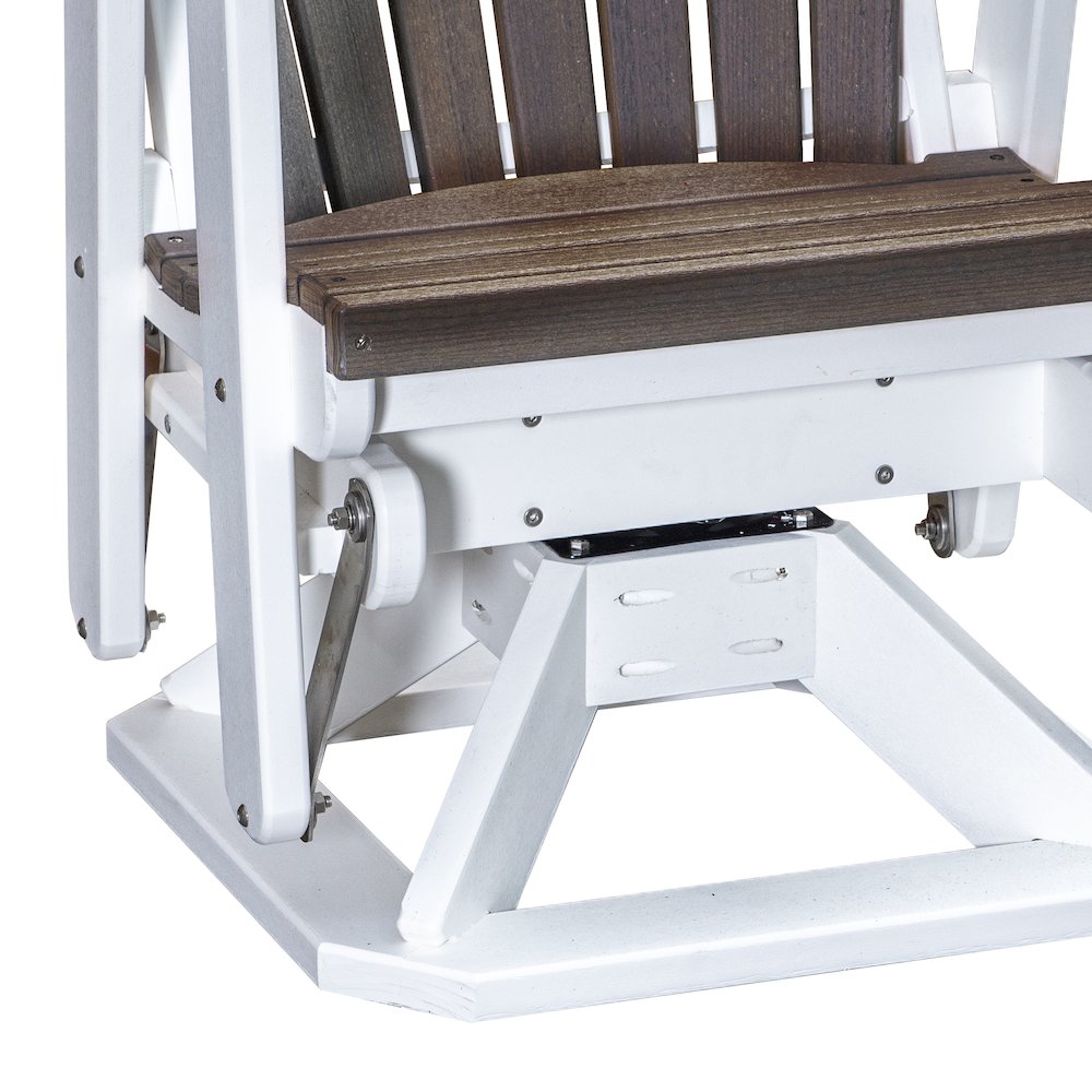 Fan Back Swivel Glider in Brazilian Walnut on a White Base