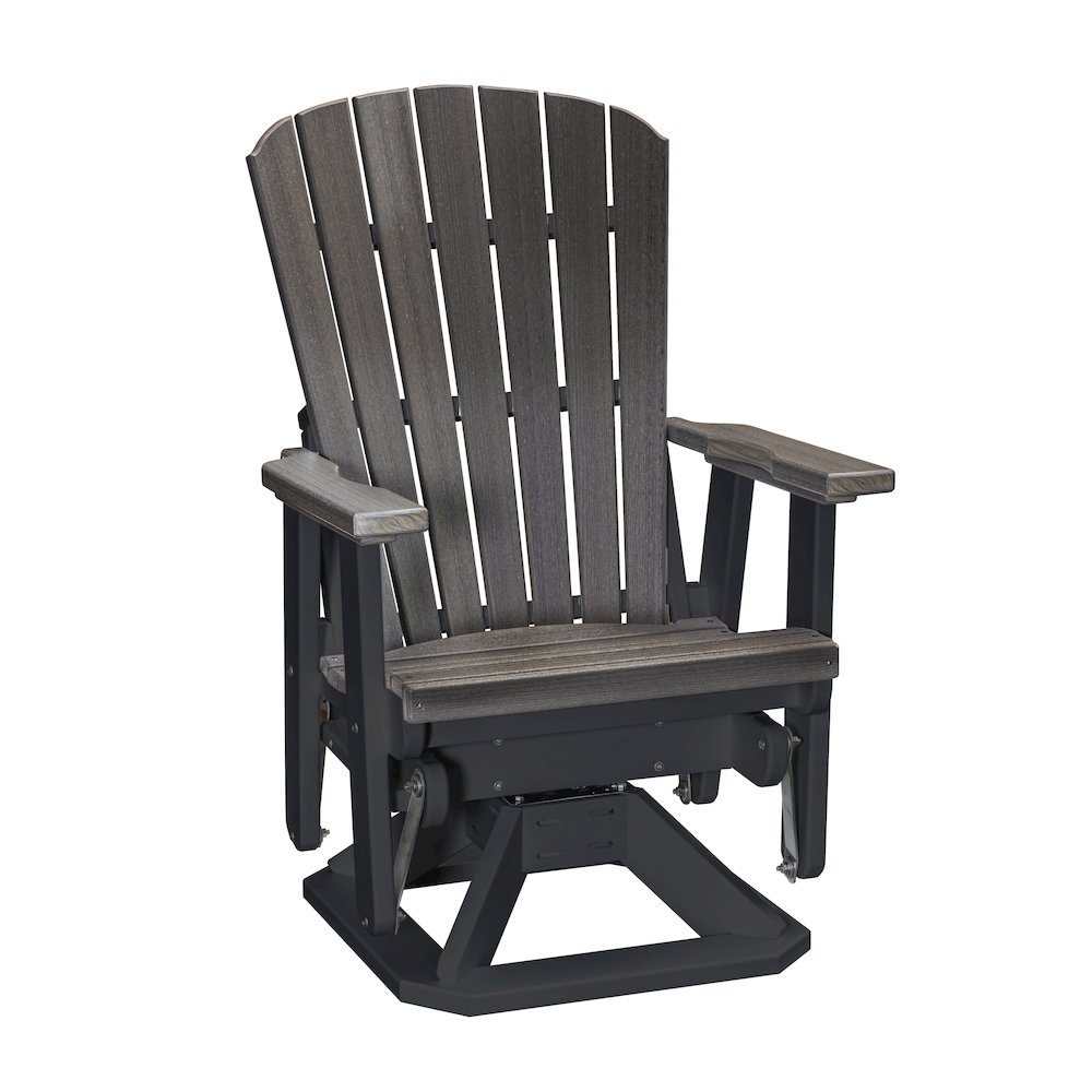 Fan Back Swivel Glider in Coastal Gray on a Black Base