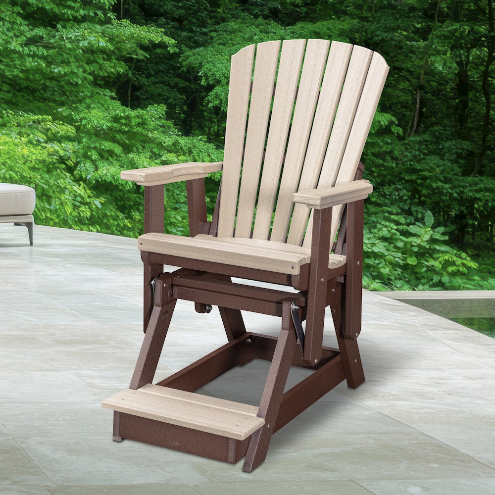 Fan Back Balcony Glider in Birchwood on a Tudor Brown Base