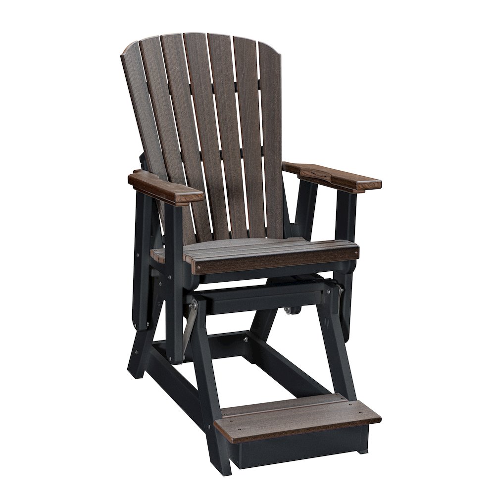 Fan Back Balcony Glider in Brazilian Walnut on a Black Base