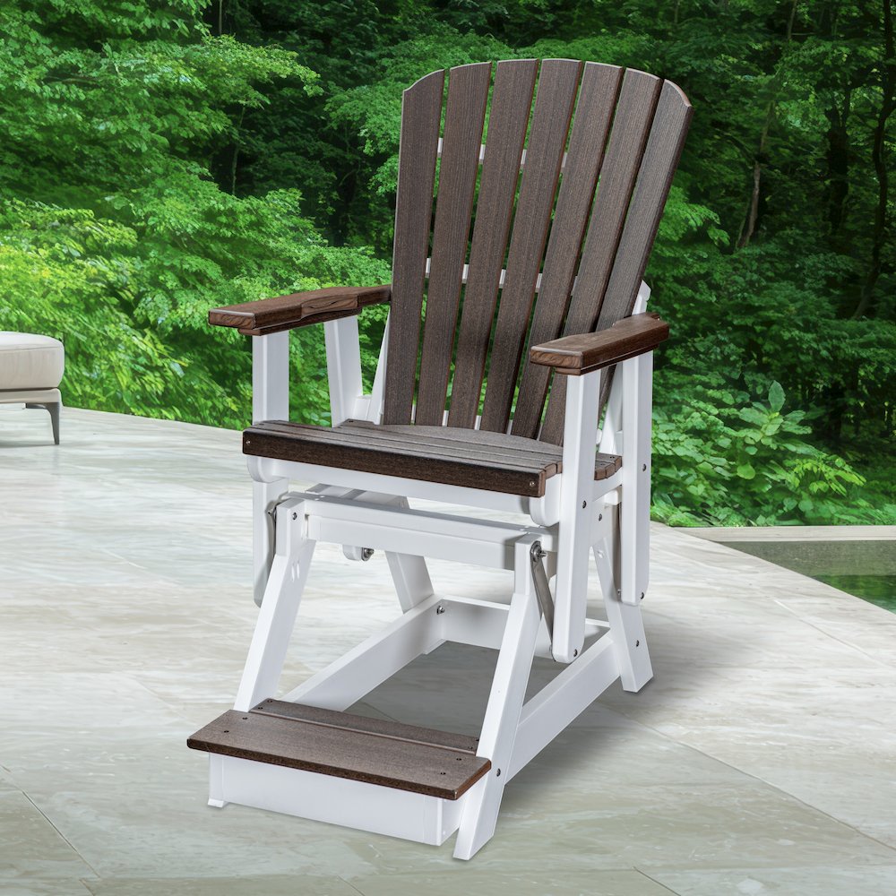 Fan Back Balcony Glider in Brazilian Walnut on a White Base