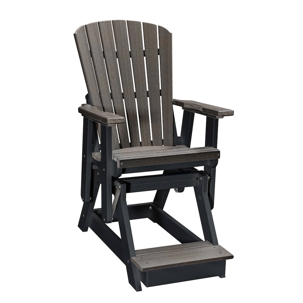 Fan Back Balcony Glider in Coastal Gray on a Black Base