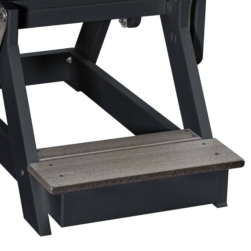 Fan Back Balcony Glider in Coastal Gray on a Black Base