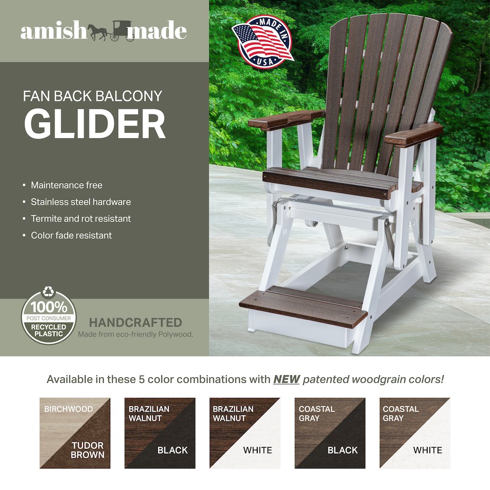 Fan Back Balcony Glider in Coastal Gray on a White Base